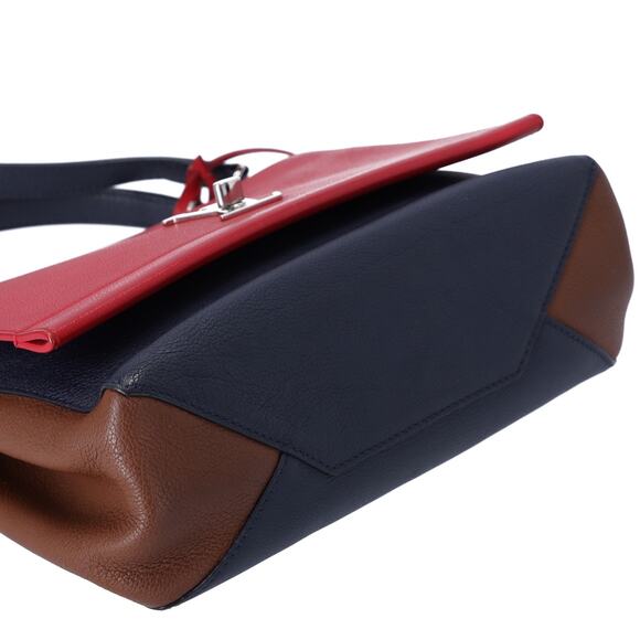 Louis Vuitton Lockme II Handbag M42859 Red Dark Navy Brown Leather - Picture 7 of 8